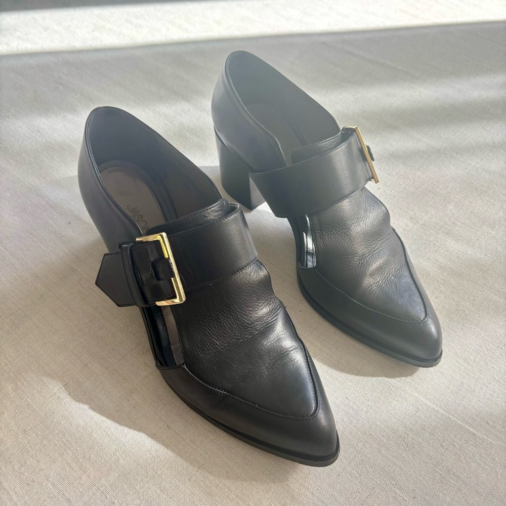Jason Wu Black Leather Ankle Booties 37 | Made in Italy Heeled Boot